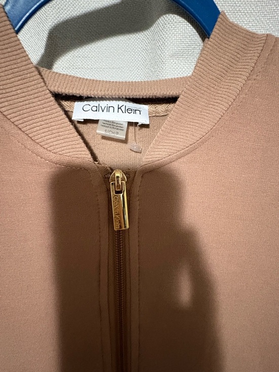 Calvin Klein Women's Brown Zip-Front Jumpsuit with CK Belt - Picture 2 of 8